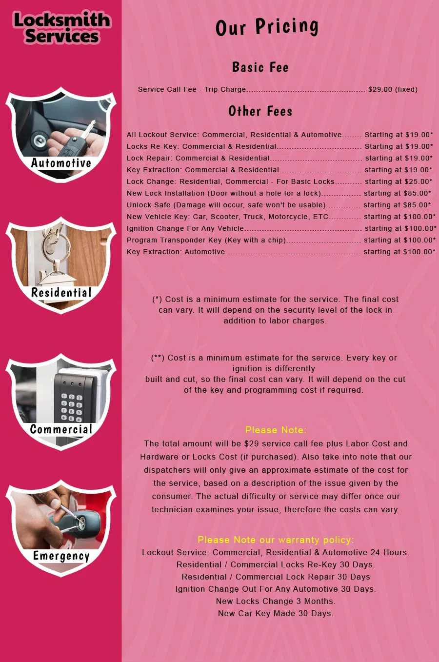Fieldsboro NJ Locksmith Store Fieldsboro, NJ 609-402-9864 - price-list-c-18